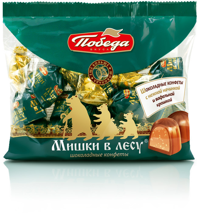 Конфеты шоколадные с вафельной крошкой | Мишки в лесу | Победа