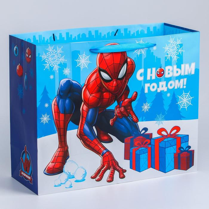 Пакет подарочный «С Новым годом!» | Новый Год. Человек-Паук