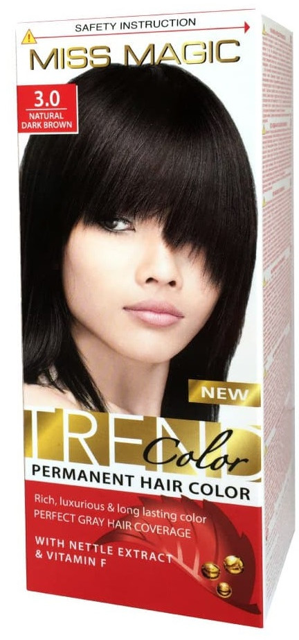 Краска для волос стойкая, оттенок 3.0 Натуральный темно-коричневый | Trend Color | Miss Magic