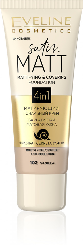 Тональный крем для лица «Satin matt», оттенок 102 Vanilla | Eveline Cosmetics
