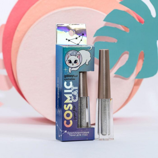 Тени для век жидкие глиттерные «Cosmic Cat», оттенок №6 серебристый