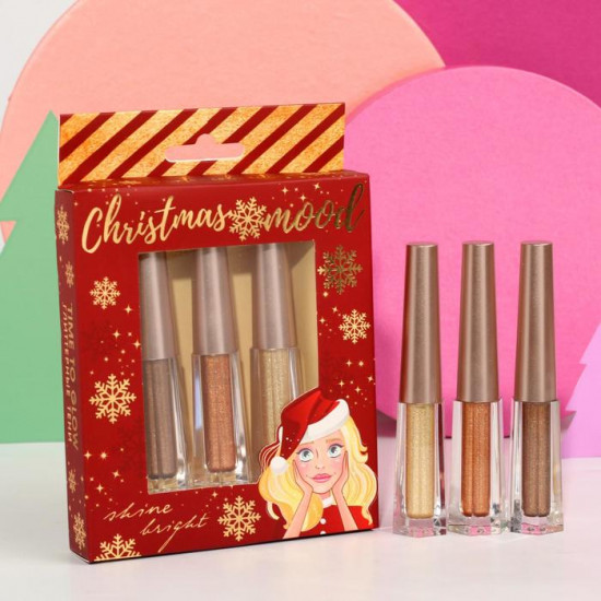Набор глиттерных теней для глаз «Christmas mood», оттенки №1, 2, 3