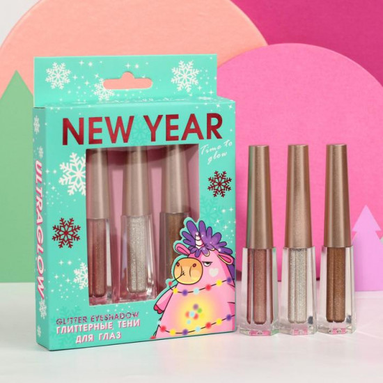 Набор глиттерных теней для глаз «Unicorn New Year», оттенки №1, 5, 6