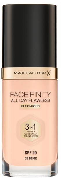 Тональная основа «All Day Flawless 3-in-1», оттенок 55 Бежевый | Facefinity | Max Factor