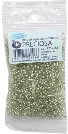 Бисер прозрачный с серебристым центром | Solgel | Preciosa