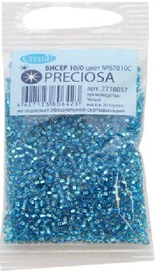 Бисер прозрачный с серебряным центром | Preciosa