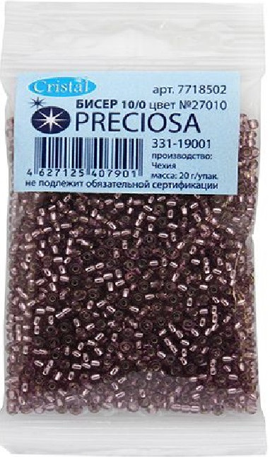 Бисер прозрачный с серебряным центром | Preciosa