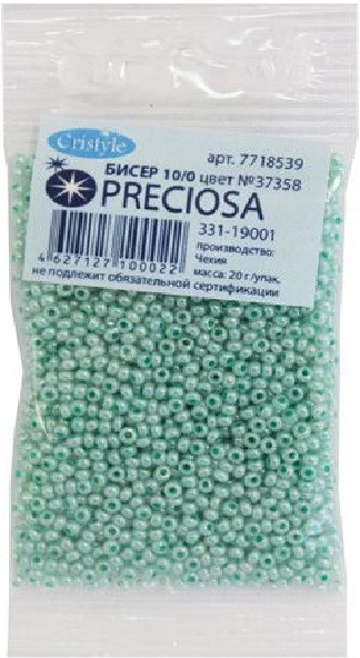 Бисер алебастр с покрытием и цветным центром | Preciosa