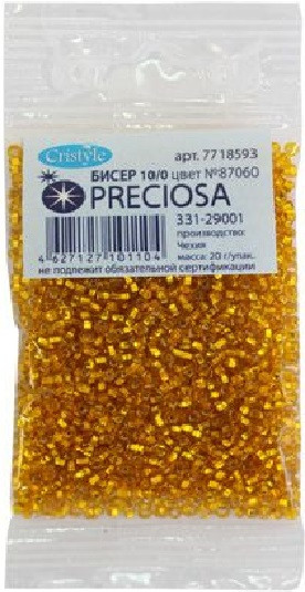 Бисер прозрачный с серебряным центром | Preciosa