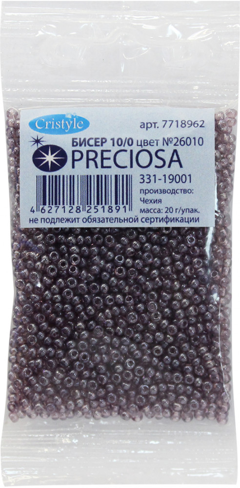 Бисер прозрачный с жемчужным покрытием | Preciosa