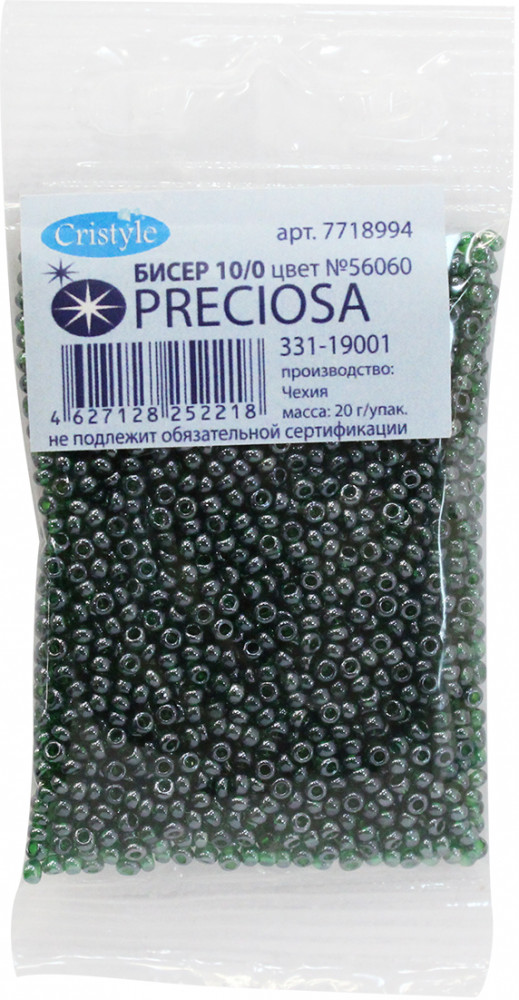 Бисер прозрачный с жемчужным покрытием | Preciosa