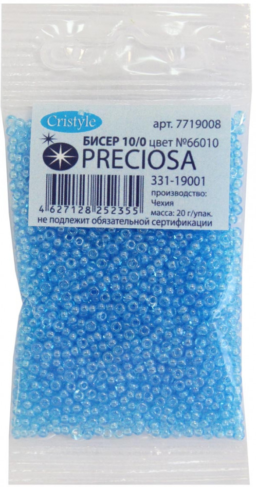 Бисер прозрачный с жемчужным покрытием, цвет 66010 | Preciosa