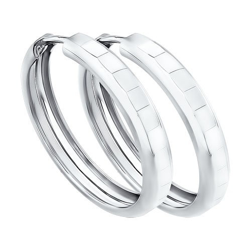 Серьги конго из серебра с алмазной гранью | SOKOLOV