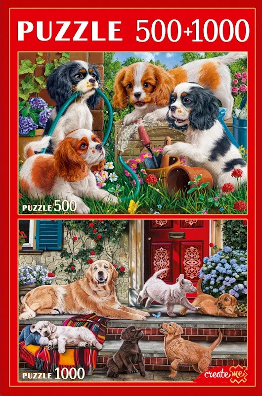 Пазл 2в1 «Веселые собачки» | Create me | Рыжий кот