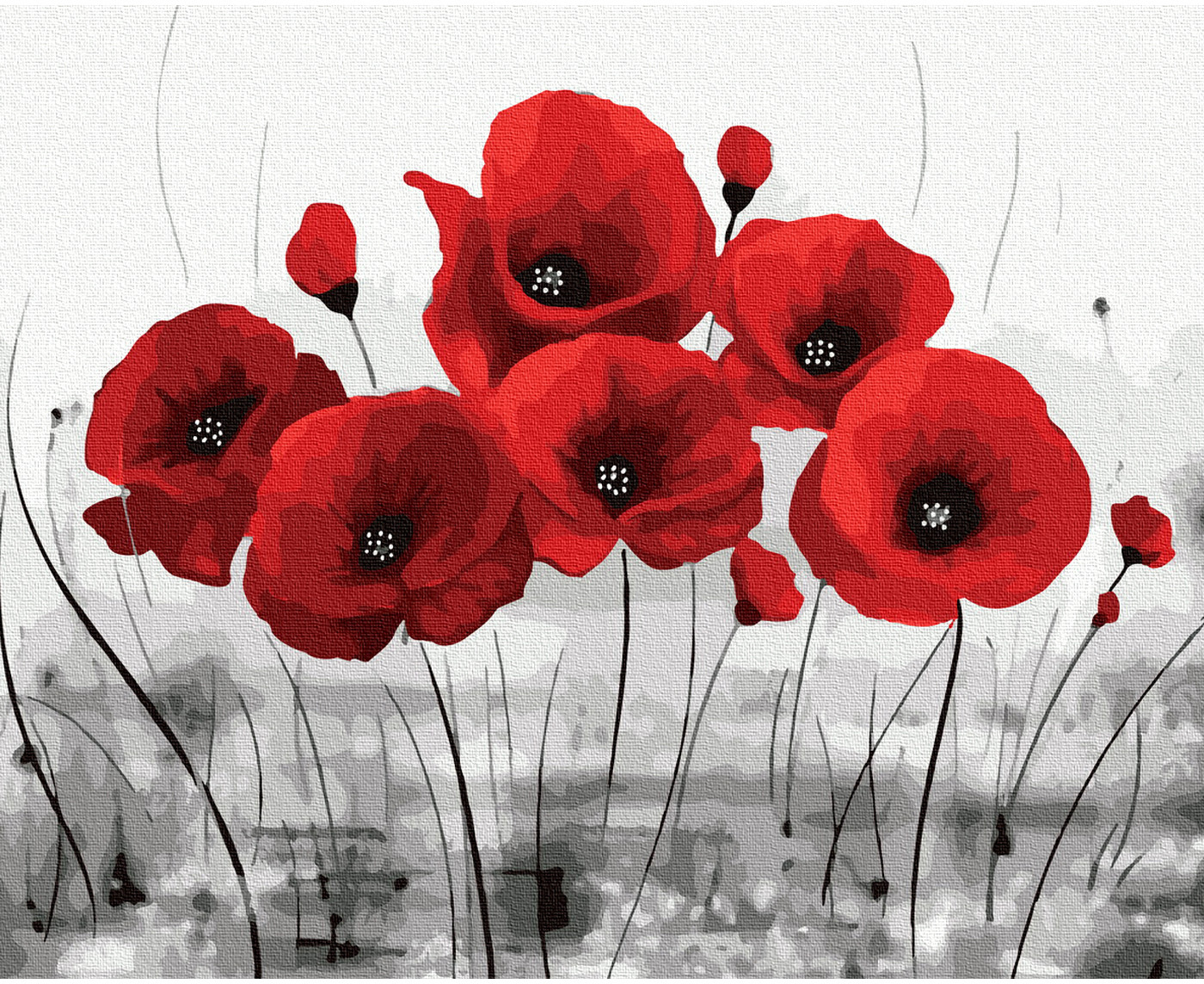 Картина по номерам «Красные маки на сером фоне» | Molly