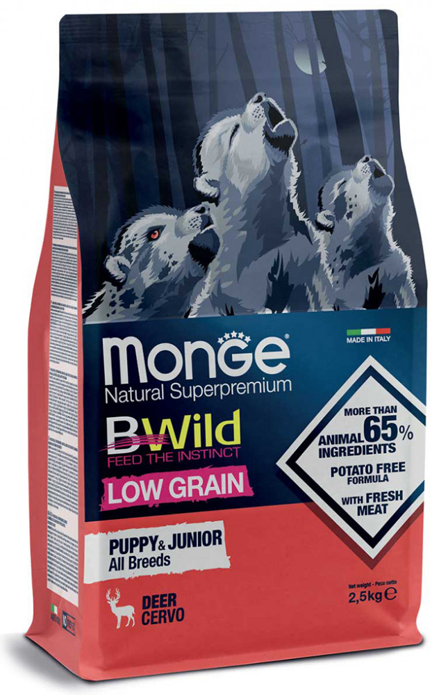 Корм для щенков всех пород из мяса оленя | Bwild Dog | Monge
