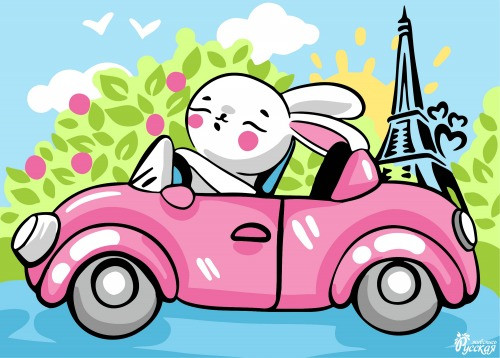 Картина по номерам «Зайка в Париже» | Мини | Русская живопись