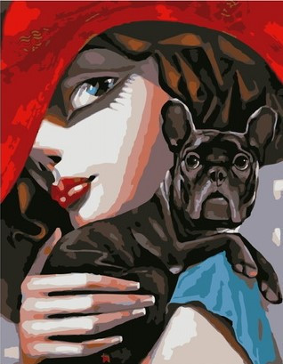 Картина по номерам «Девушка и собачка» | Paintboy