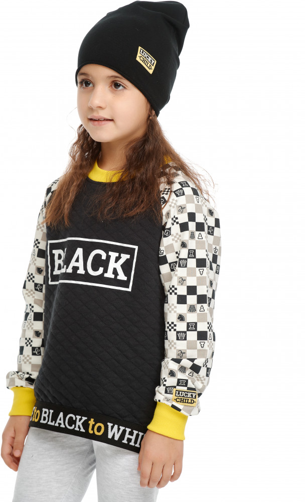 Толстовка для девочек | Черное и белое | Lucky Child