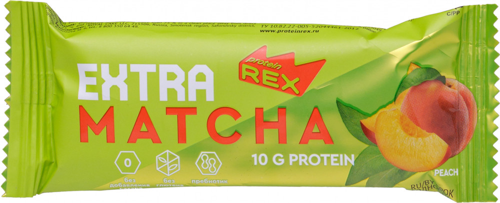 Батончик протеиновый «Матча-персик» | Extra | Protein Rex