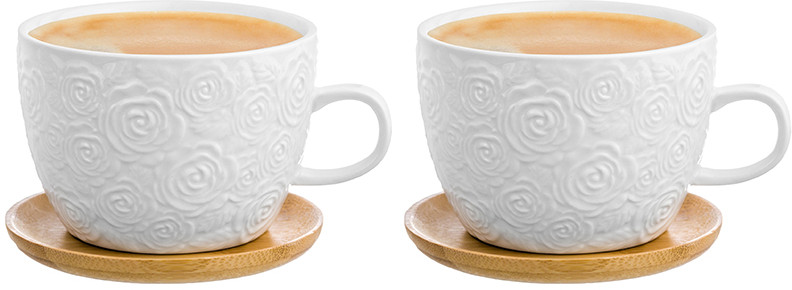 Набор чашек для капучино и кофе латте «Белые розы» | Белые розы | Elan Gallery