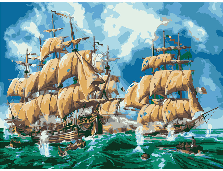 Картина по номерам «Морское сражение» | Рыжий кот