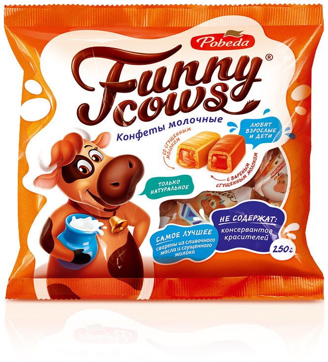 Конфеты молочные со сгущенным молоком «Funny cows» | Победа