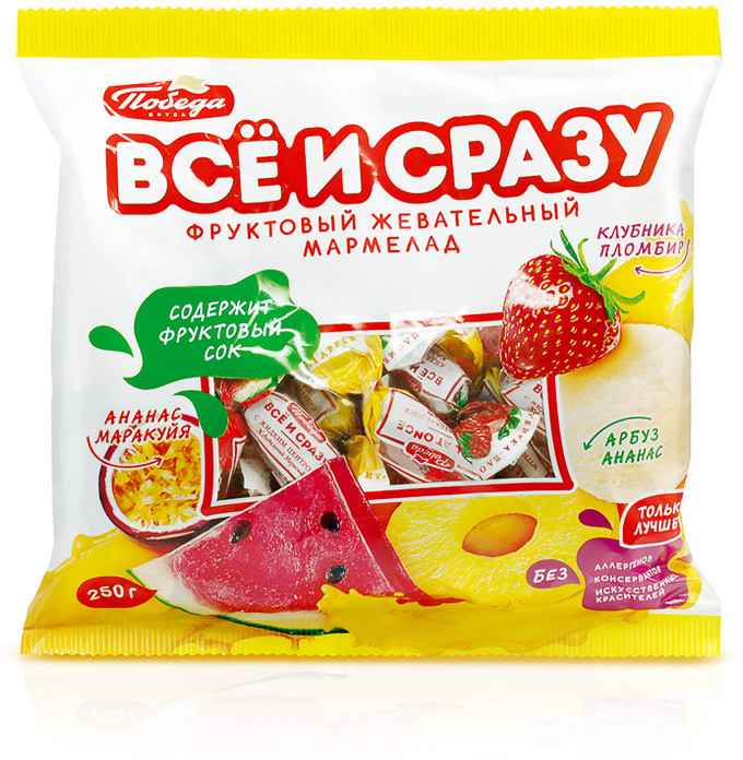 Конфеты желейные с начинкой «Всё и сразу» | Победа