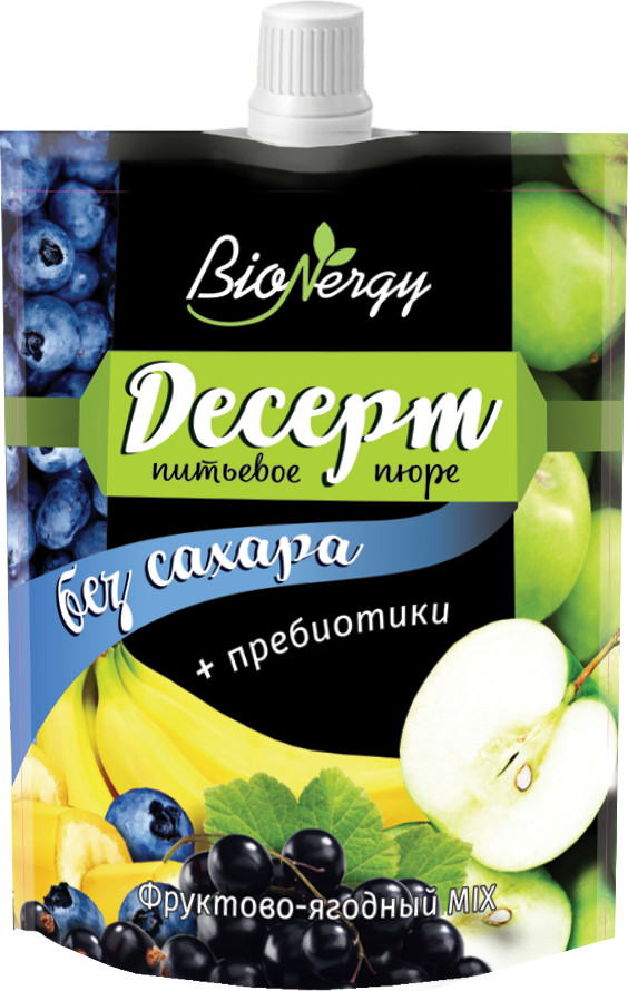 Пюре питьевое «Голубика, яблоко, черная смородина, банан» | BioNergy