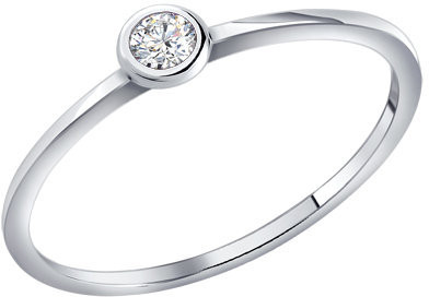 Кольцо помолвочное из серебра c фианитом | SOKOLOV