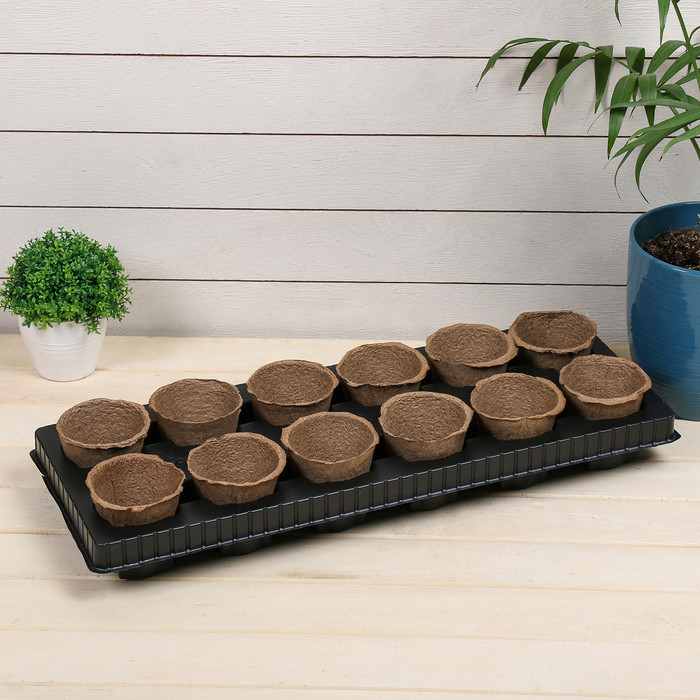 Набор торфяных горшков с подставкой | ГазонCity