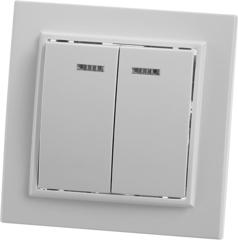 Выключатель двухклавишный c индикатором | Эрна | Stekker