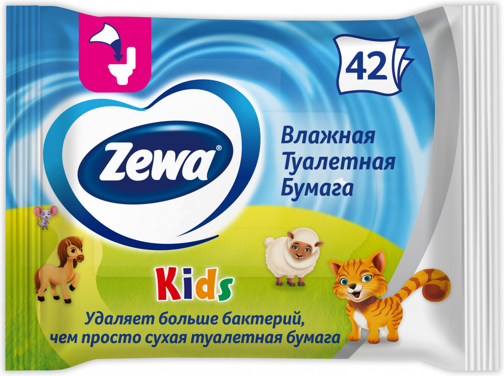 Бумага туалетная влажная «Kids» | Zewa