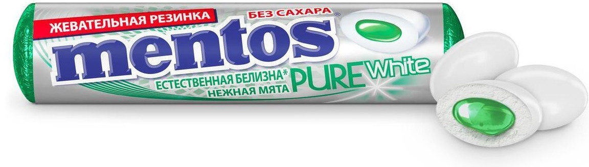 Жевательная резинка «Нежная мята» | Pure white | Mentos