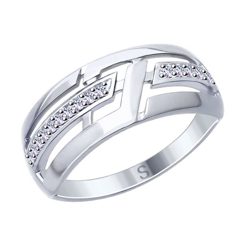 Кольцо из золочёного серебра с фианитами | SOKOLOV