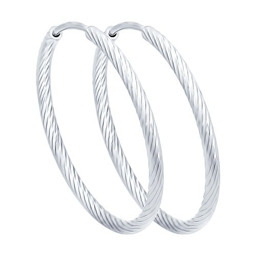 Серьги конго из серебра с алмазной гранью | SOKOLOV