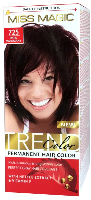 Краска для волос стойкая, оттенок 725 Тёмный махагон | Trend Color | Miss Magic