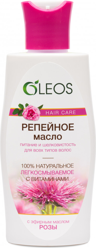 Масло для волос репейное с эфирным маслом розы | Oleos