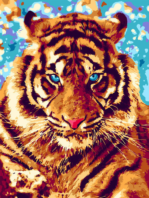 Картина по номерам «Игривый тигр» | Lori