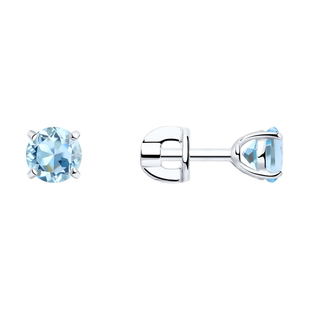 Серьги-пусеты из серебра с топазами | SOKOLOV