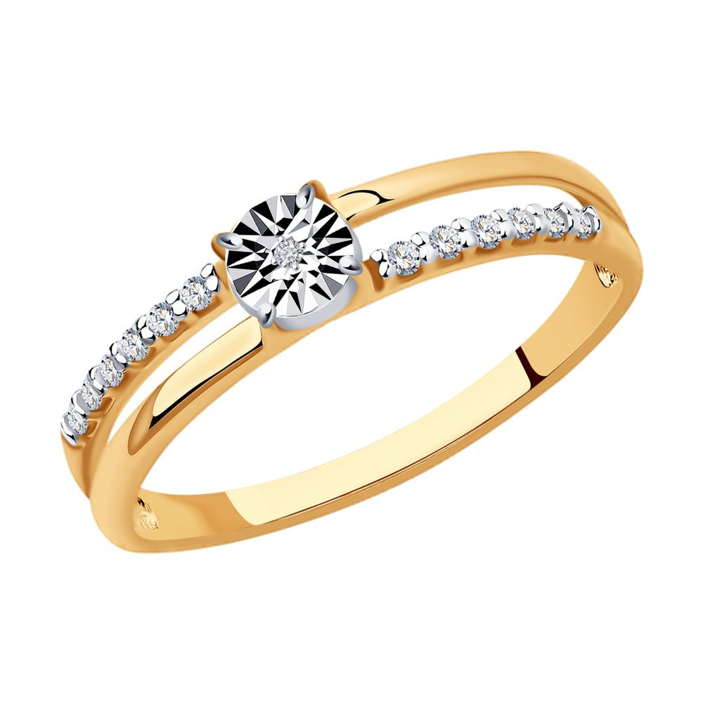 Кольцо из серебра с бриллиантом и фианитами | SOKOLOV