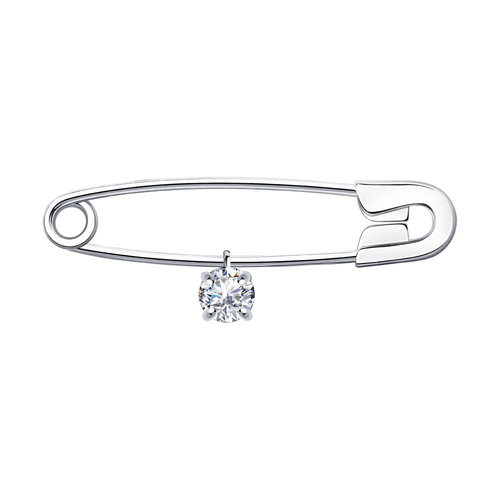 Брошь из серебра с фианитом | SOKOLOV