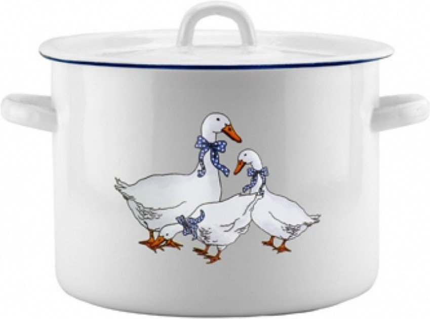 Кастрюля с крышкой | Гуси | Эмаль
