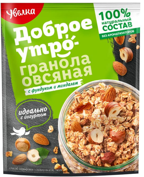 Гранола овсяная с фундуком и миндалем | Доброе утро | Увелка