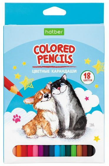 Набор цветных карандашей | Pets Story | Hatber