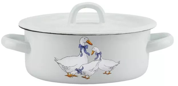 Кастрюля с крышкой | Гуси | Эмаль