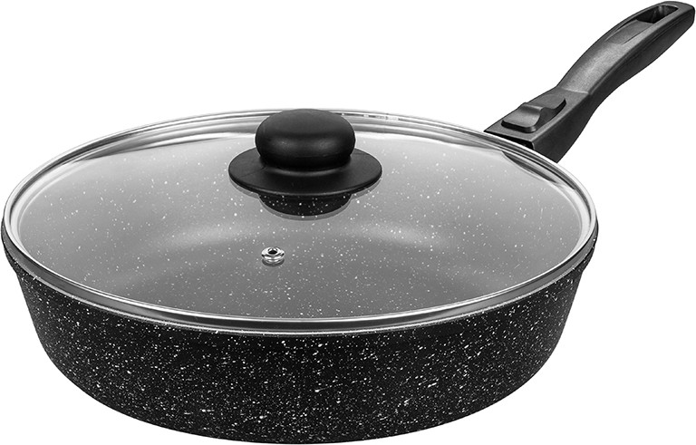 Сковорода с крышкой и съёмной ручкой «Чёрный мрамор» | Гармония вкуса | Elan Gallery
