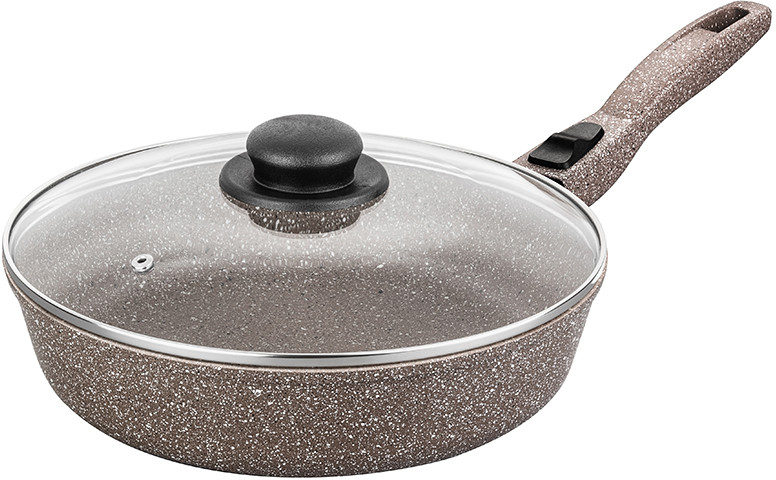 Сковорода с крышкой и съёмной ручкой «Коричневый мрамор» | Гармония вкуса | Elan Gallery