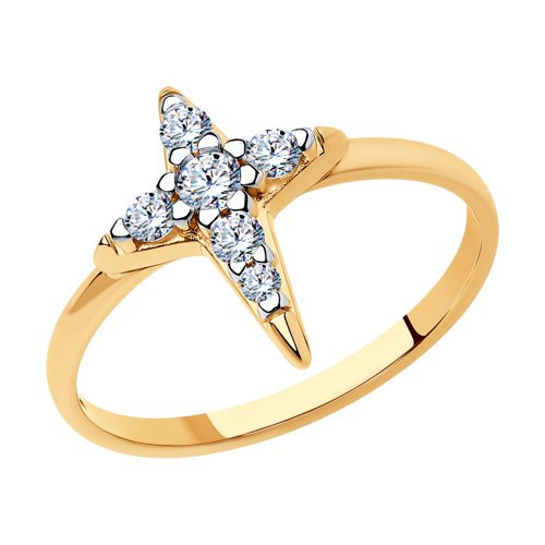 Кольцо из золочёного серебра с фианитами | SOKOLOV