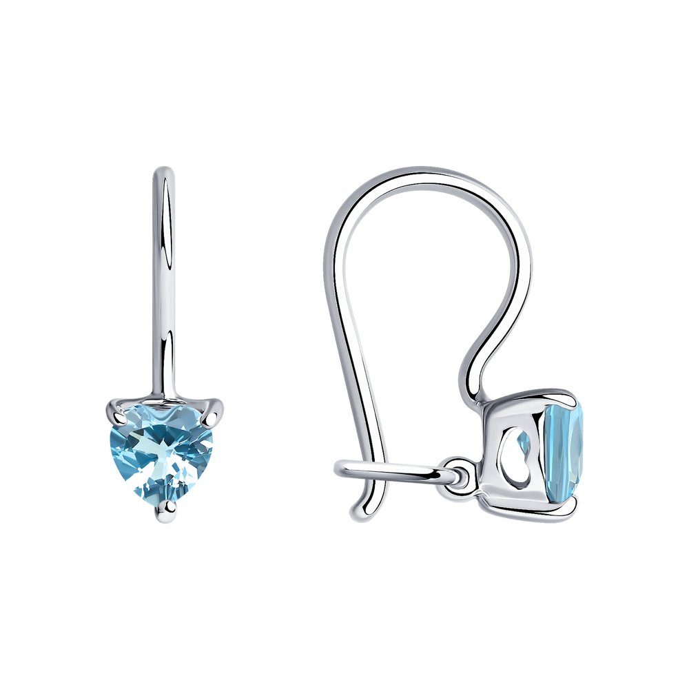 Серьги из серебра с голубыми фианитами | SOKOLOV